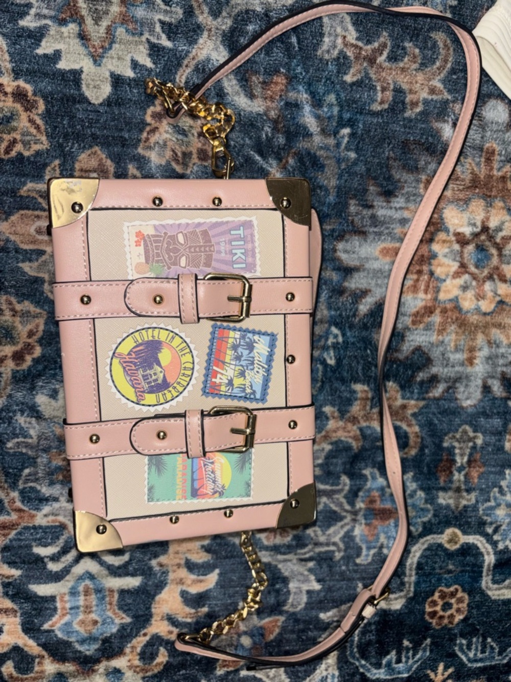Aldo Pink Travel Sticker Crossbody Bag